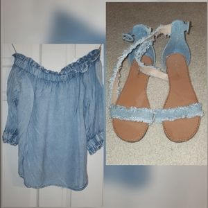 Bundle: Off the shoulder top and sandals to match